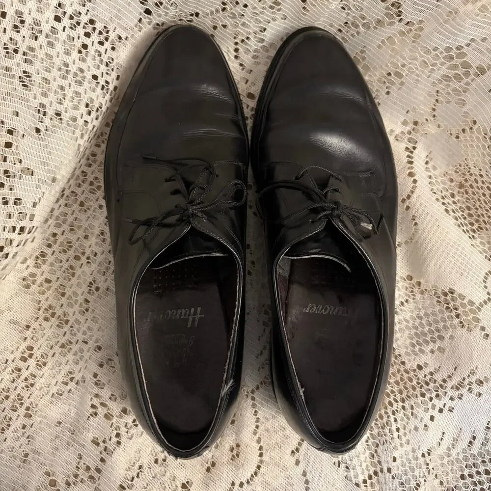 Hanover Men's US 10.5 Black Leather Derby Dress Shoes